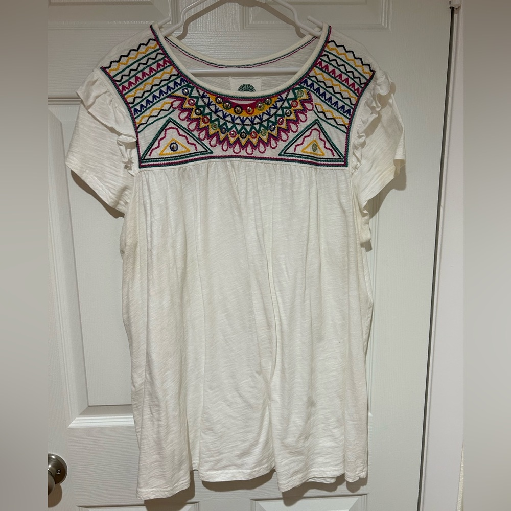 Double D white 2X “Fiesta” top